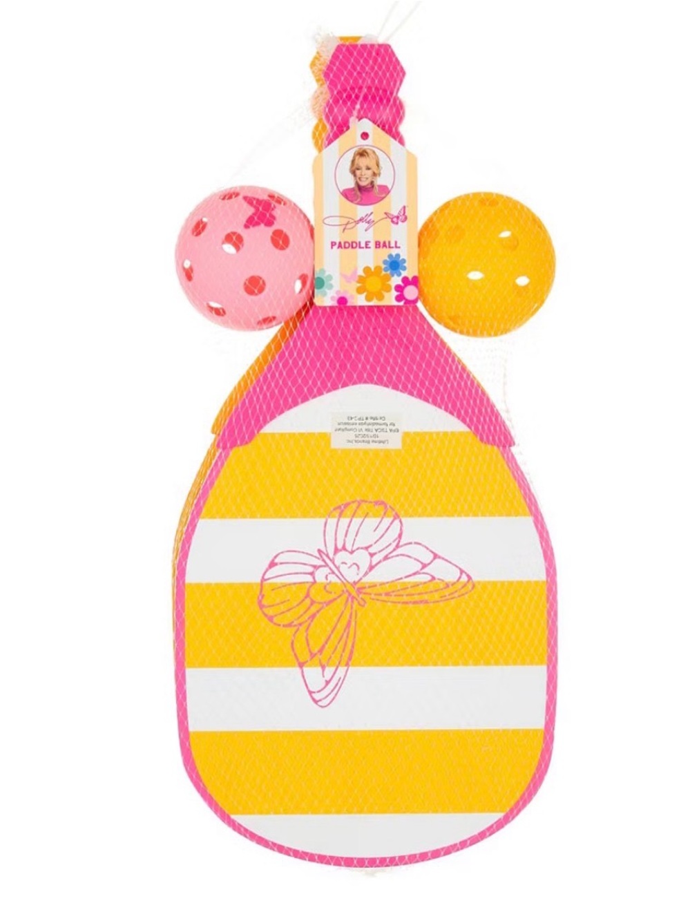 Dolly Parton Paddle Ball Set - Pink and Yellow